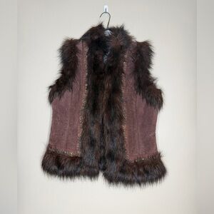 Live a Little Brown Faux Fur Trim Vest